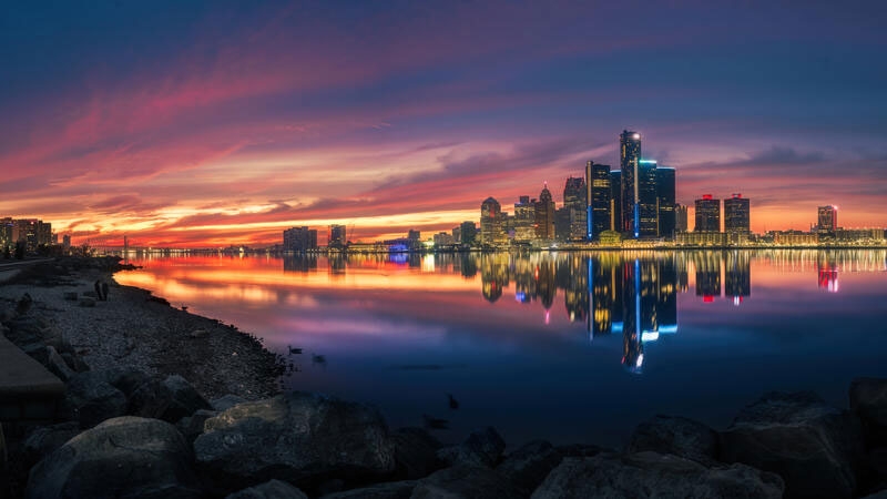 Detroit River, in Windsor